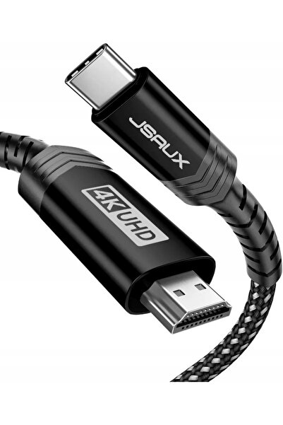 jsaux Cablu USB-C 3.1 la HDMI 4K 3840x2160 60Hz Împletit din nailon 3m Negru