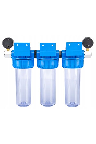 Klarwod SET FILTRU APĂ CU TREI ETAPĂS CU MANOMETRIE 1 " 2-6 BAR COMPLET