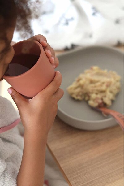 NO BRAND Set de veselă din silicon cu ventuză anti-alunecare Terracotta Beaba