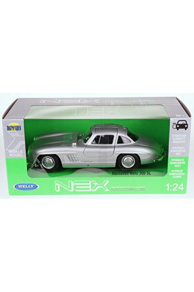 WELLY MERCEDES-BENZ 300 SL 300SL GULLWING ARGINTIU 1:24 MODEL METALIC NOU