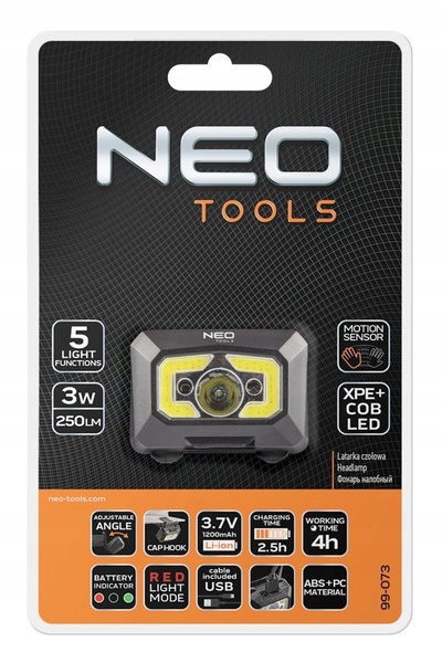 NO BRAND NEO 99-073 lanternă tactică cu senzor de mișcare, reîncărcabilă prin...