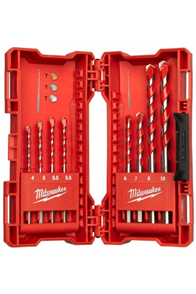 Milwaukee 4 5 6 8 10 12mm Set de 8 burghie premium pentru beton din carbură d...