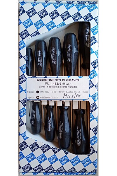 NO BRAND Set de șurubelnițe ABC Blue Line, 9 piese, Phillips, drepte 1482/9