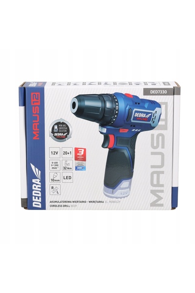 dedra Mașină de găurit și înșurubat cu acumulator 12V MAUS 32Nm 2 viteze, corp
