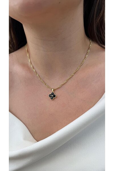 Generic Brand Xuping Black Stone Clover Necklace