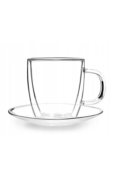 NO BRAND VIALLI SET DE CĂNI DE STICLĂ CU FARFURII PENTRU CEAI CAFEA LATTE CAP...