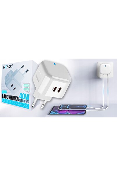 NO BRAND Încărcător tip cub super puternic de 40W QC + cablu USB-C de 50cm și...