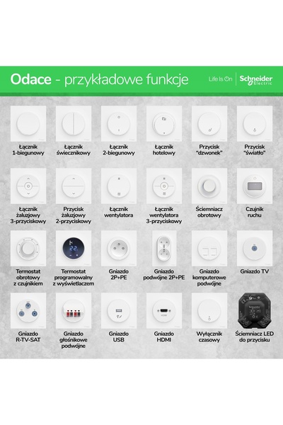 Schneider Electric Prelungitor cu 5 prize, cu/fără întrerupător 3 M ALB ODACE...
