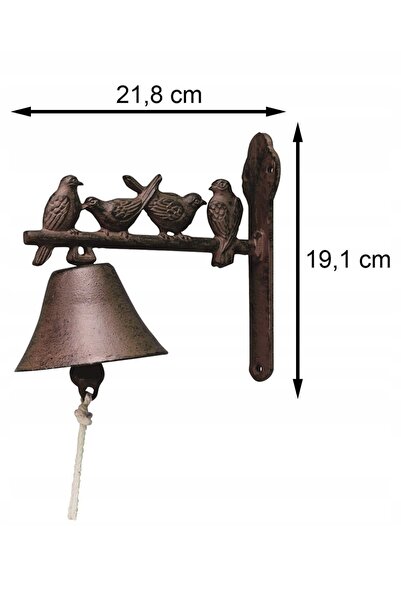 Esschert Design Sonerie din fontă cu decorațiuni cu păsări, clopot vintage pe...