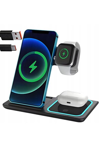 NO BRAND Încărcător wireless rapid prin inducție pentru ceas, telefon și cășt...