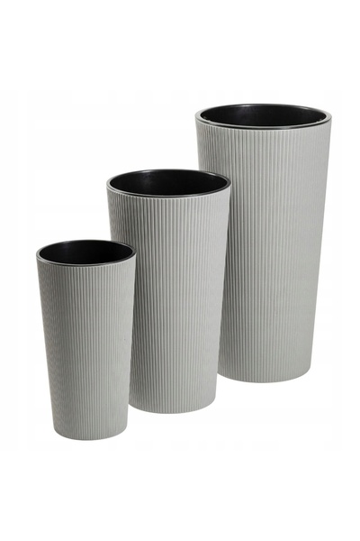 HowHomely Jardinieră înaltă gri pentru flori, terasă, cu capac, din plastic, ...