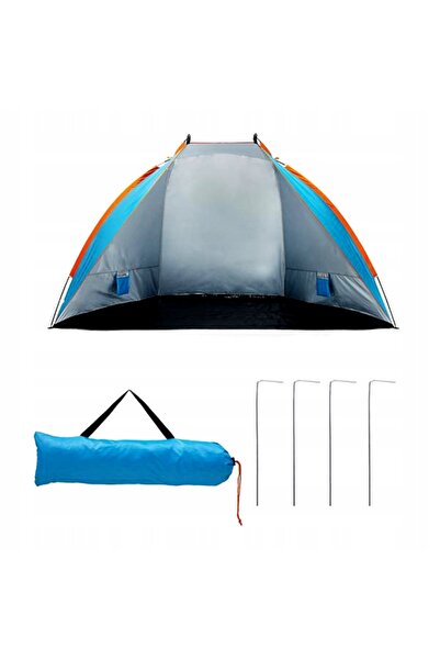 NO BRAND Cort de plajă ALBASTRU, paravan mare UV XL pentru 4 persoane