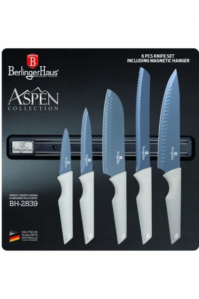 Berlinger Haus SET DE 5 CUȚITE PE BARA MAGNETICĂ DIN COLECȚIA ASPEN TITAN LIN...