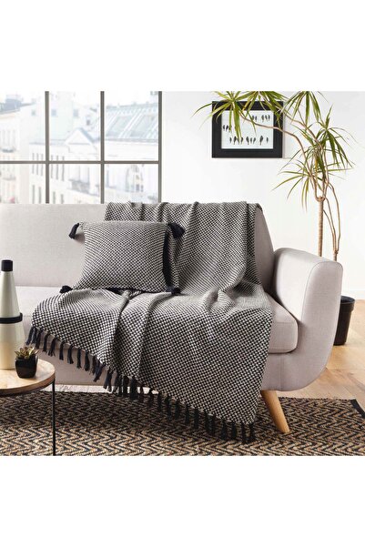 Douceur D'INTERIEUR Pernă decorativă din bumbac 40x40 cu franjuri