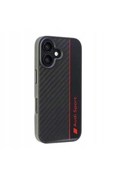 NO BRAND Husă AUDI ETUI pentru iPhone 16 cu bandă din fibră de carbon și ader...