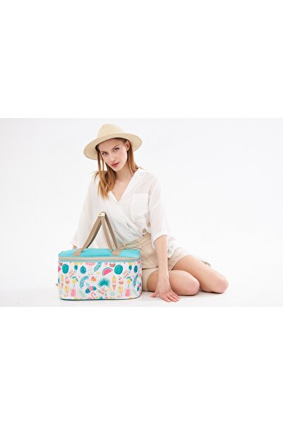D'VERS 22 Liter Turquoise Picnic/Camping Bag Basket. Thermal Thermos Bag (Pro...