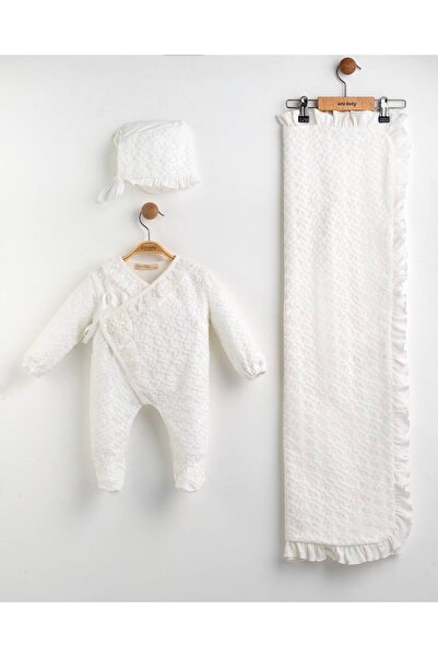 Eda Baby Floral Coated 3-Piece Hospital Discharge Set 100% Cotton Newborn Bab...