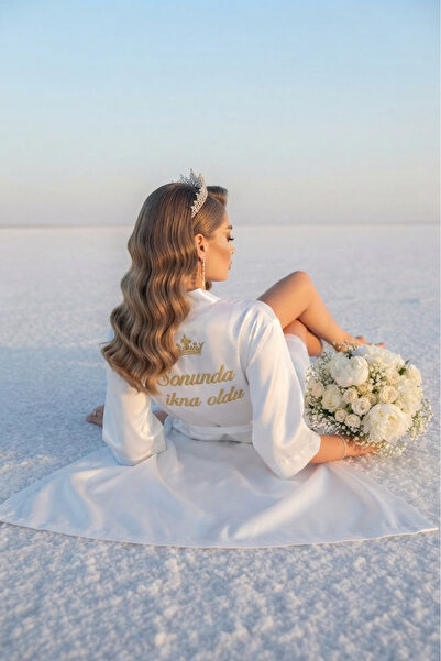 PICO fashion روب زفاف من الساتان مع نقوش مطبوعة مخصصة - مجموعة العروس وعطلة ا...