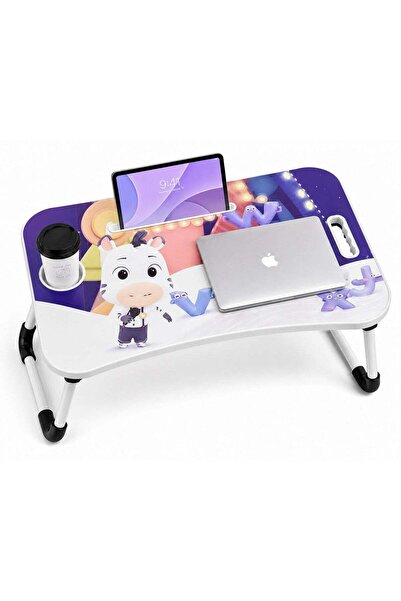 Generic Portable Folding Laptop Table With iPad And Cup Holder Multi-function...