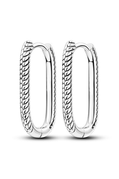 Choice KTE113 925 Sterling Silver U Shaped Snake Bone Hoop Earrings Sparkling...
