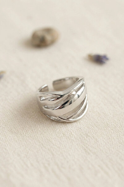 Generic Brand Knitted Form Wide Design Silver Color Ring