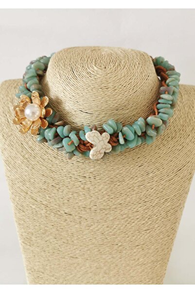 Halley Concept Amazonite Stone Butterfly Figured Gold Flower Bohemian Design ...