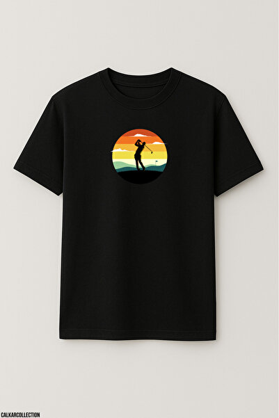 CALKARCOLLECTION Unisex Oversize Sunset Golf Tshirt