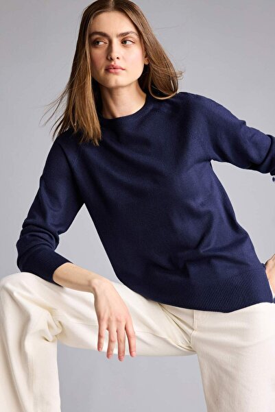DeFacto Relax Fit Crew Neck Lilac Sweater I6913Az26Wn