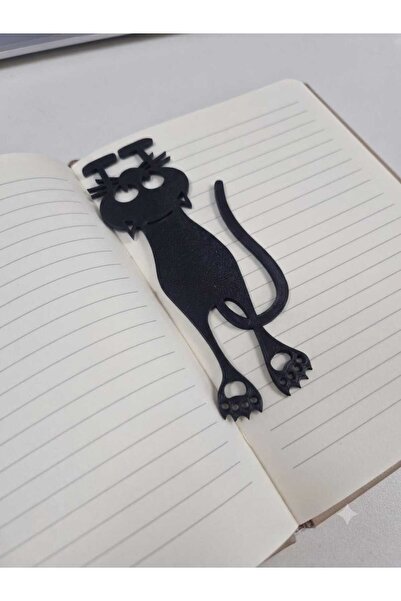 Mu Art Ahşap 10 Pieces Wooden Cute Cat Bookmark Black Color 3 mm Mdf Laser Cu...