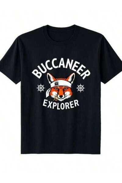 NOURAM Pirate Fox Explorer Theme Crew Neck T Shirt Loose Fit Soft Comfortable...