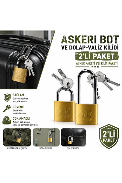 Hard Guard Askeri Bot Kilidi, Dolap Kilidi ve Valiz Kilidi 2'li Paket Dayanık...