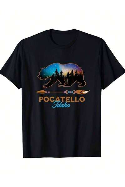 NOURAM Men's T-Shirt| Featuring The Idaho State Bear Starry Night Forest Desi...