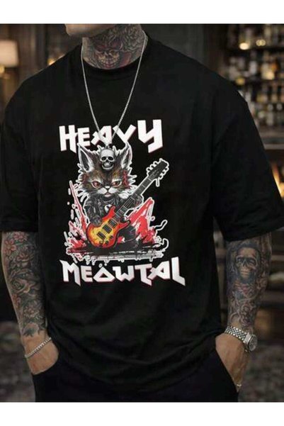 21JNRY تي شيرت رجالي من HEAVY MEOWTAL، ملابس رجالية للعطلات، الرابع من يوليو،...
