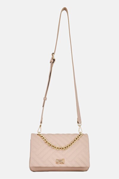 Cavalli Class Women Brand Logo Cross Body Bag, Beige