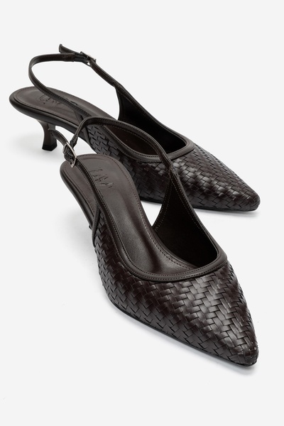LuviShoes Alvessia Brown Knitted Women's Low Heel Shoes