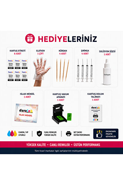 Profink CANON TR4755i PG575 CL576 KARTUŞ DOLUM SETİ 5x100ml 5 li set 4 RENKLİ MÜREKKEP