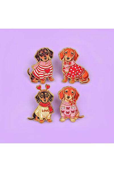 Choice 4pcs 4pcs Dachshund Enamel Pin Cartoon Dog Brooch For Coat Women's Bro...