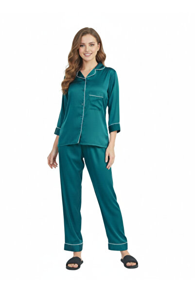 RIZQE Emerald Jewel Imported Satin Nightsuit | Premium Rizqé by Zadine Deep G...
