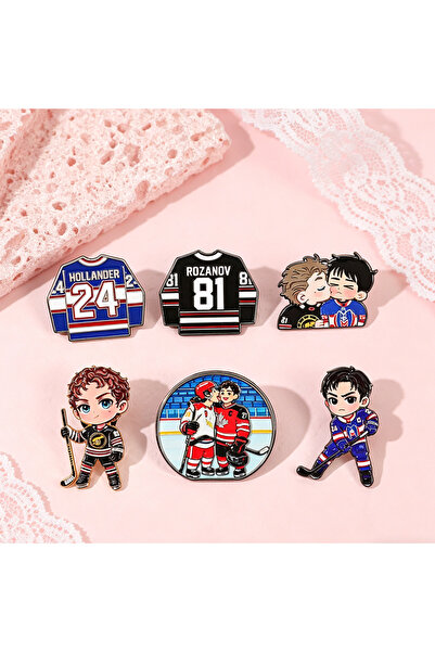 Choice 6pcs Brooches 6pcs/Set Heated Rivalry Canadian TV Show Ename Pins Cart...