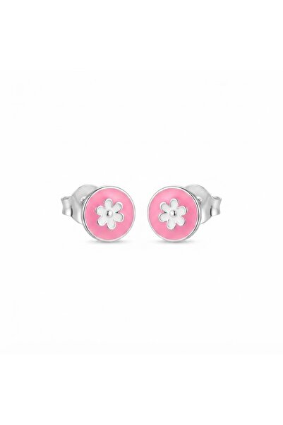 PIETRICELE Cercei Floare Email Roz