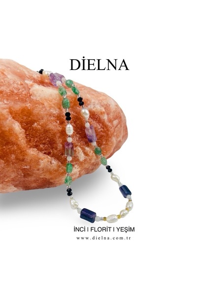 Genel Markalar DİELNA | VEDA NECKLACE | FLORİT VE İNCİ TAŞLI KOLYE