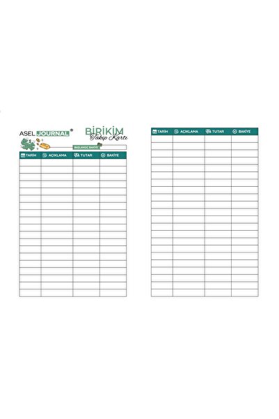 ASELJOURNAL BİRİKİM TAKİP KARTI 300GR 1.HAMUR - 12X17CM BÜTÇE BİRİKİM PLANLAYICI KART - 6 HALKA MEKANİZMA BİRİKİM CÜZDANLARINA AJANDALARA UYGUN- MEKANİZMA ÖLÇÜLERİ AÇIKLAMADA MEVCUT