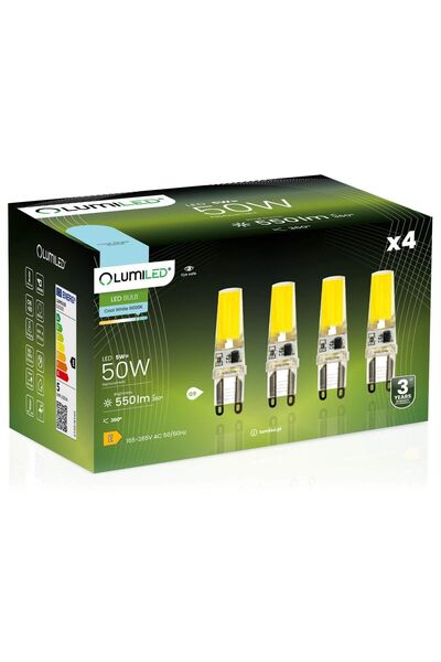 Lumiled 4x Bec LED G9 tip capsulă 5W = 60W 550lm 6500K Lumină rece 360 °   FI...