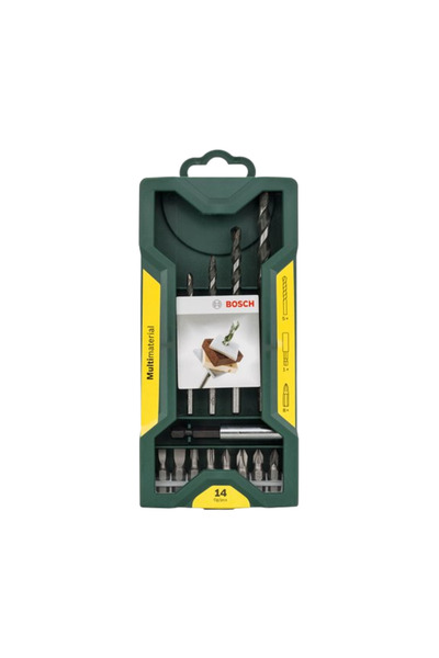 Bosch Set de accesorii X-Line din 14 piese, biți, adaptor, burghie pentru lem...