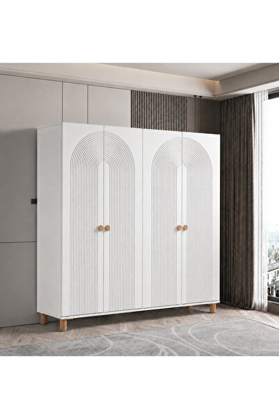 Pema Home Elegance %100 MDF Membran 4 Kapaklı Dolap Gardırop Aynasız