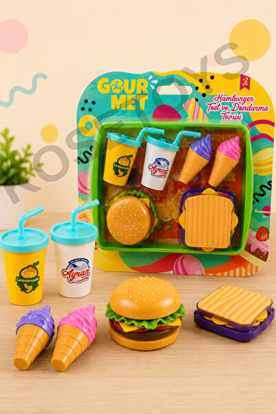 kosetoys Toy Hamburger, Toast and Ice Cream Play Set