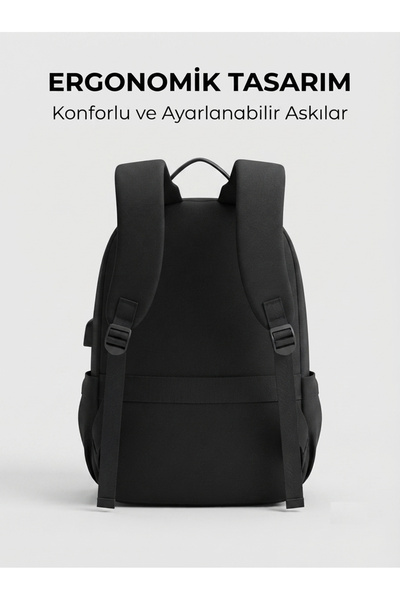 Tech&bello accessories Su İtici Kumaş Fermuar Özellikli Siyah Notebook ve Sırt Çantası