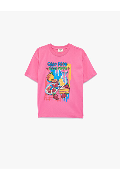 Koton Cotton Crew Neck Short Sleeve Fruit Print T-Shirt