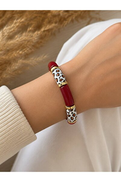 BIJUTERI Leopard Patterned Bone Rubber Bracelet