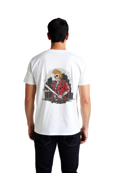 PayBuy Tricou pentru bărbați Punk Rock Skeleton Spike Hair Printed Baseball B...